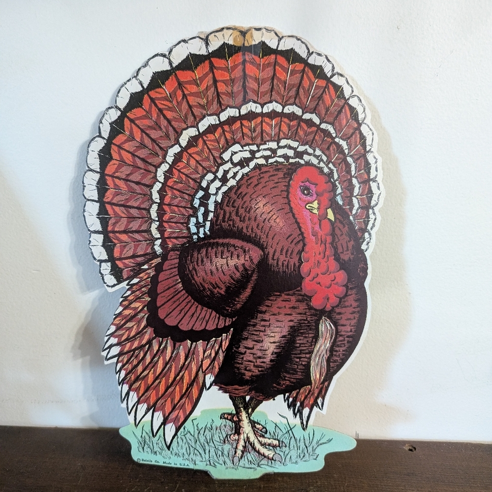 Thanksgiving Turkey Die-cut Decoration Cardboard Holiday Decor Fall Vintage